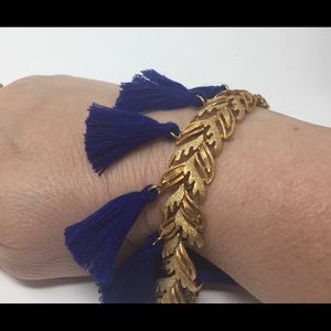 SOLD   Gold and Royal Blue TASSEL Bracelet